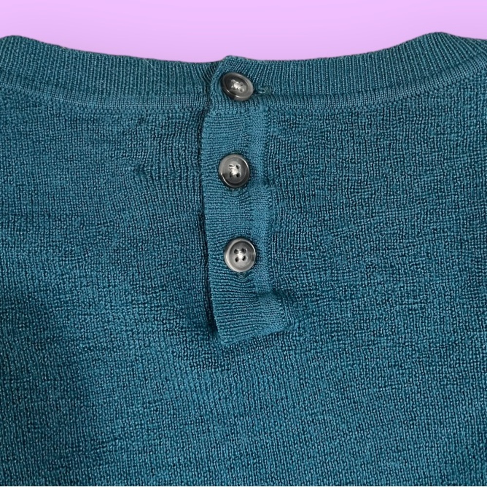 Vintage Banana Republic Deep Teal Marino wool sweater w/ buttons (med) - Picture 6 of 15